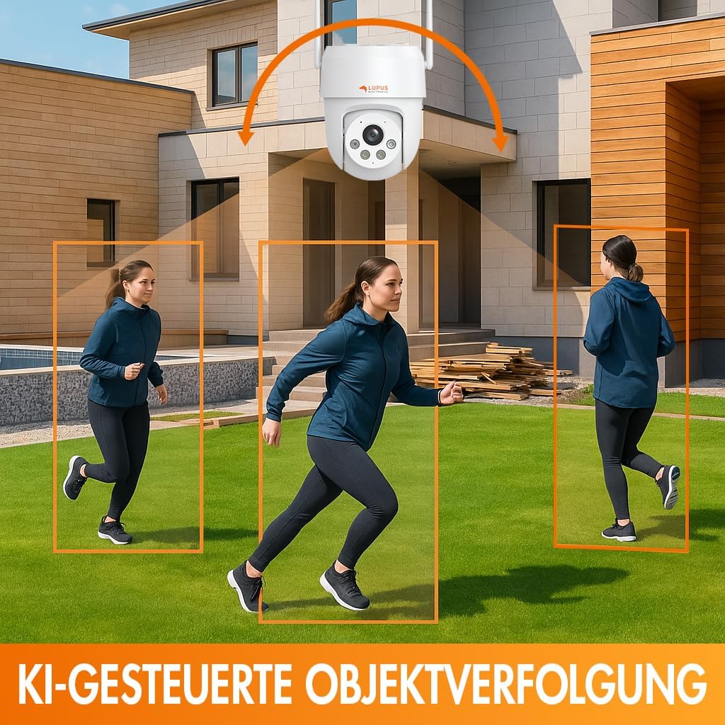 LE213 Alarmkamera mit KI-Objektverfolgung, WiFi 6, Täteransprache, Flutlicht, Sirene, Keine Cloud -