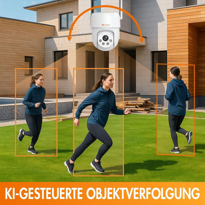 Lupus Electronics LE213 Alarmkamera mit KI-Objektverfolgung, WiFi 6, Täteransprache, Flutlicht, Sire