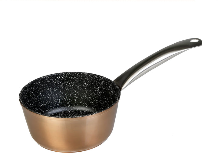 WECOOK! Professional Stielkasserolle Induktion 16 cm, Milchtopf, Ökologischer Antihaft-Stein ohne PF