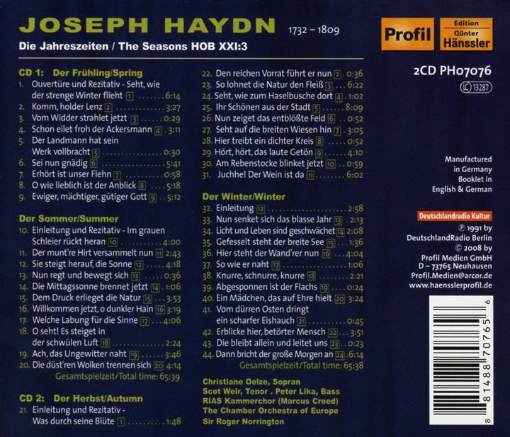 HAYDN: Die Jahreszeiten, Audio-CD