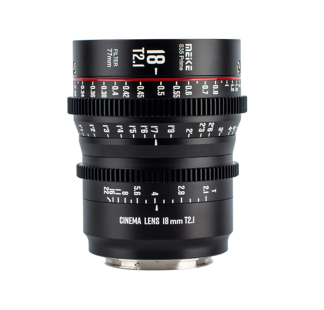 Meike 18mm T2.1 S35 Weitwinkelobjektiv für EF Mount und Cine Camcorder EOS C100 Mark II, EOS C200, E