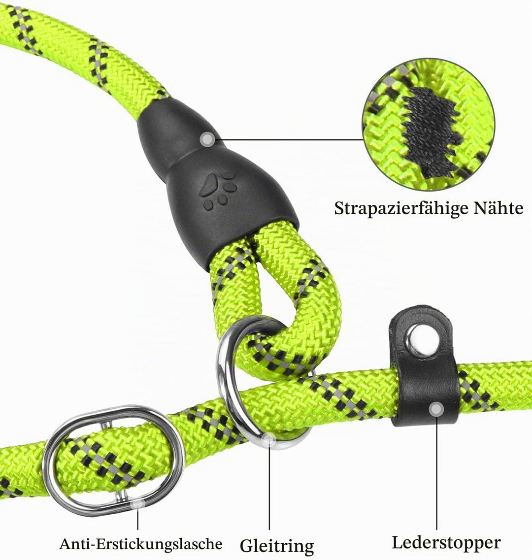TagME Retrieverleine mit Zugstopp,Reflektierende Seilleine 185 cm Moxonleine,Weicher gepolsterter Gr