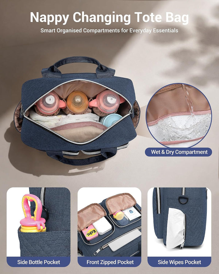 KONO Baby Wickeltasche Windeltasche zum Aufhängen am Kinderwagen, Grosse Reisetasche mit Isolierten