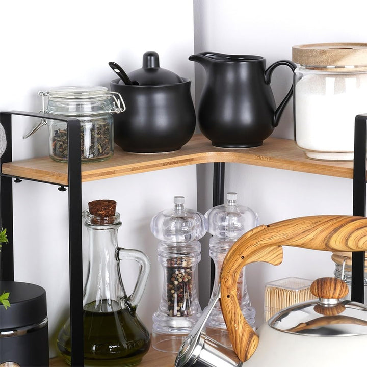 Vilde Milchkännchen und Zuckerdose Set aus Porzellan 2-teilig mit Deckel Löffel Schwarz - Modern Kaf