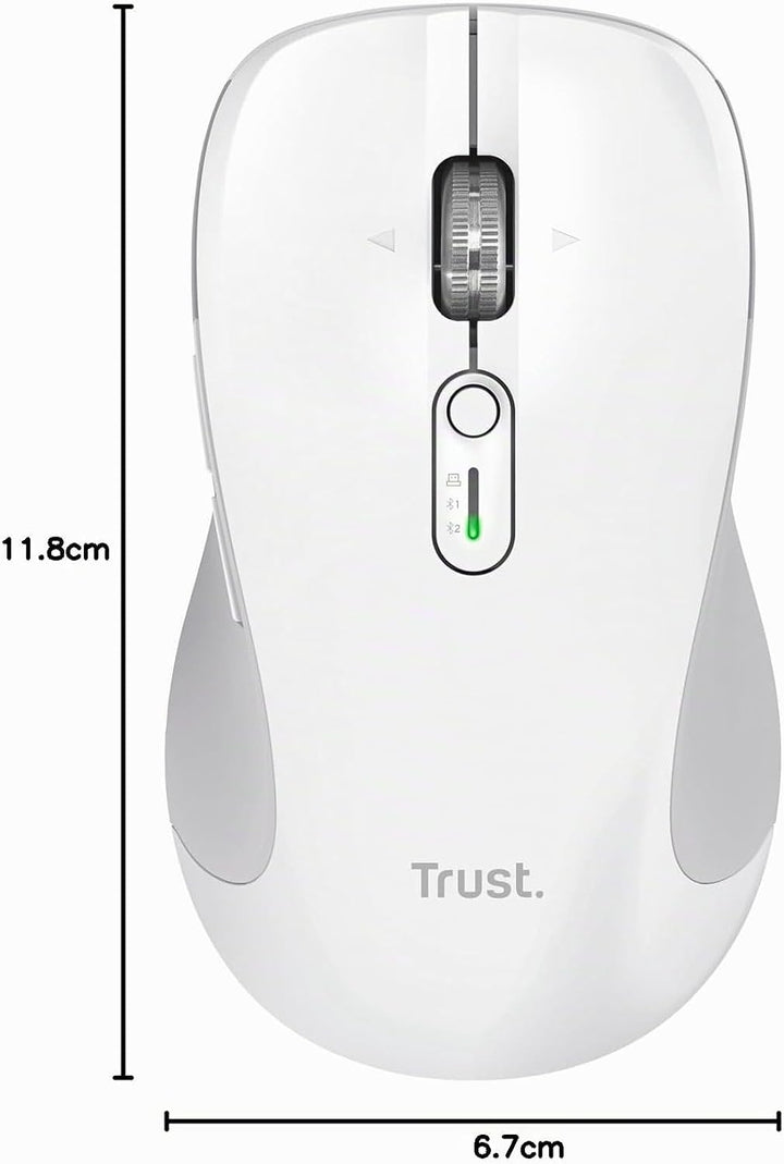 Trust Ferro Kabellose Maus Ultraschnelles Scrollrad und Horizontales Scrollen, Bluetooth + 2.4GHz, L