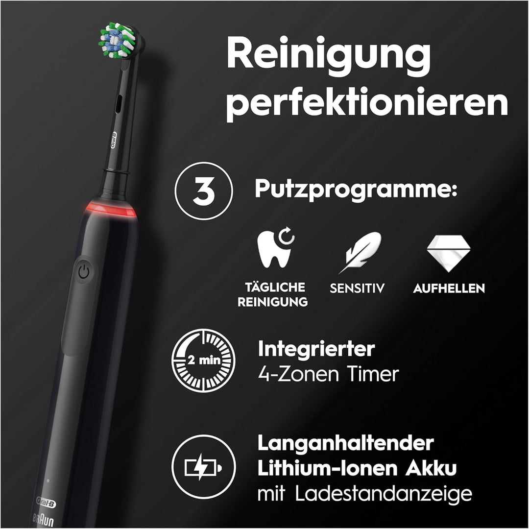 Oral-B PRO 3 series 3 Elektrische Zahnbürste/Electric Toothbrush,2 Sensitive Clean Aufsteckbürsten,3