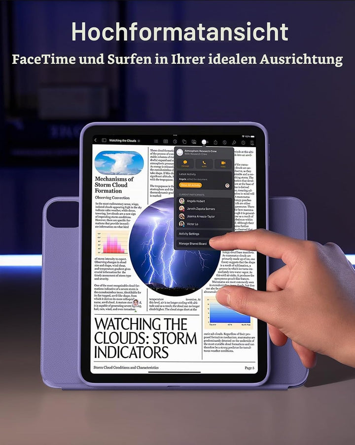 ESR für iPad Air 13 Zoll M4/M3/M2 Hülle (2026/2025/2024), drehbare Hülle mit Abnehmbarer Magnetabdec