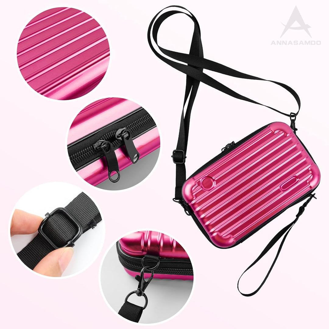 Mini Koffer Umhängetasche, Kleiner Koffertasche Handtasche Innentaschen Kosmetiktasche Hardcase mit