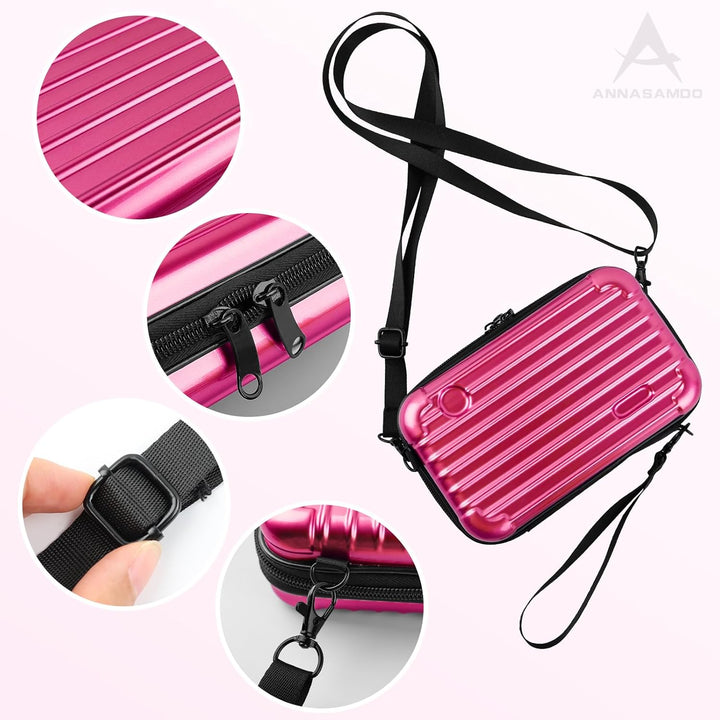 Mini Koffer Umhängetasche, Kleiner Koffertasche Handtasche Innentaschen Kosmetiktasche Hardcase mit