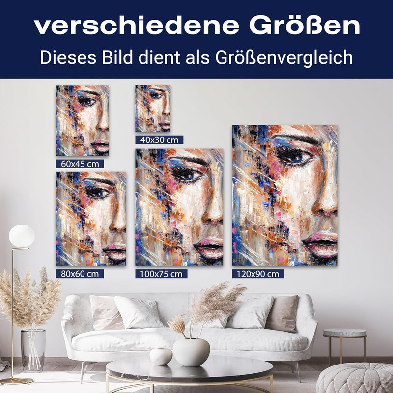 wandmotiv24 Leinwand-Bild Frau Gemälde 1, Grösse 40x30cm, Hochformat, Wand-Bilder, Dekoration Wohnzi