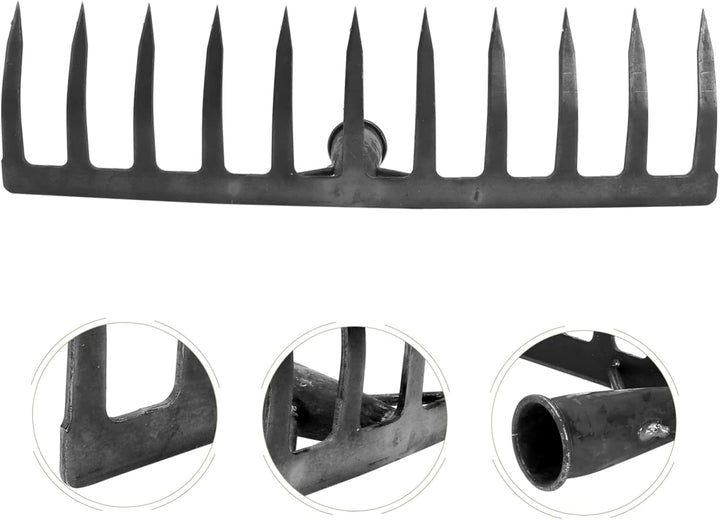 Cabilock Gartenrechenkopf 2 Stücke Garten Rechen Rasenrechen Breite Harke Laubrechen Eisen Rake Rech
