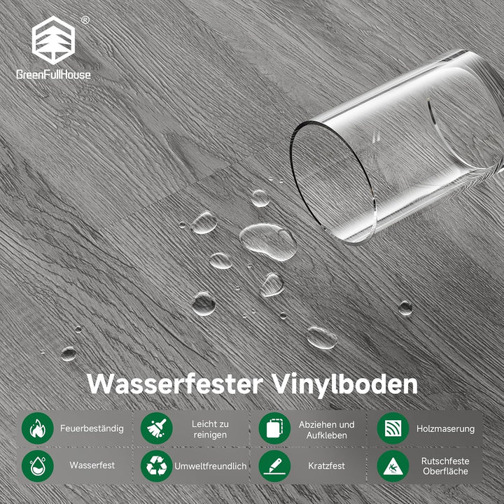 Vinylboden Selbstklebend, Holzoptik Wasserdicht Vinylboden, PVC Bodenbelag, 37 Dielen, für Küchen Es