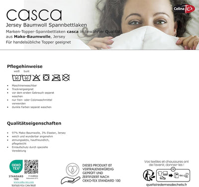 CelinaTex Casca Topper Spannbettlaken 180x200-200x220 cm dunkel grau Jersey Mako Baumwolle 210g/qm E