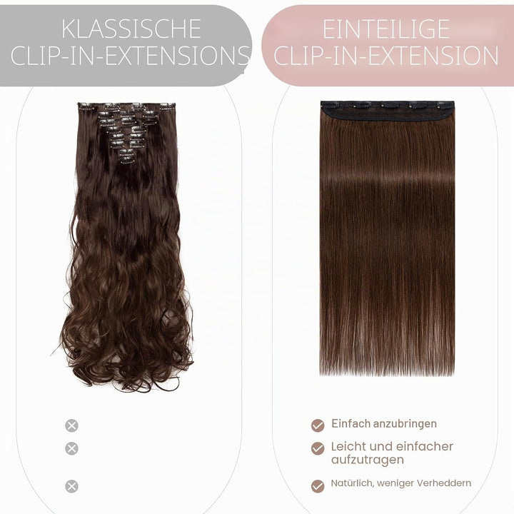 SEGO Extensions Echthaar Clip 1 Tresse Haarverlängerungen Remy 7A ein Teilig Set 5 Klips Haarteil 10