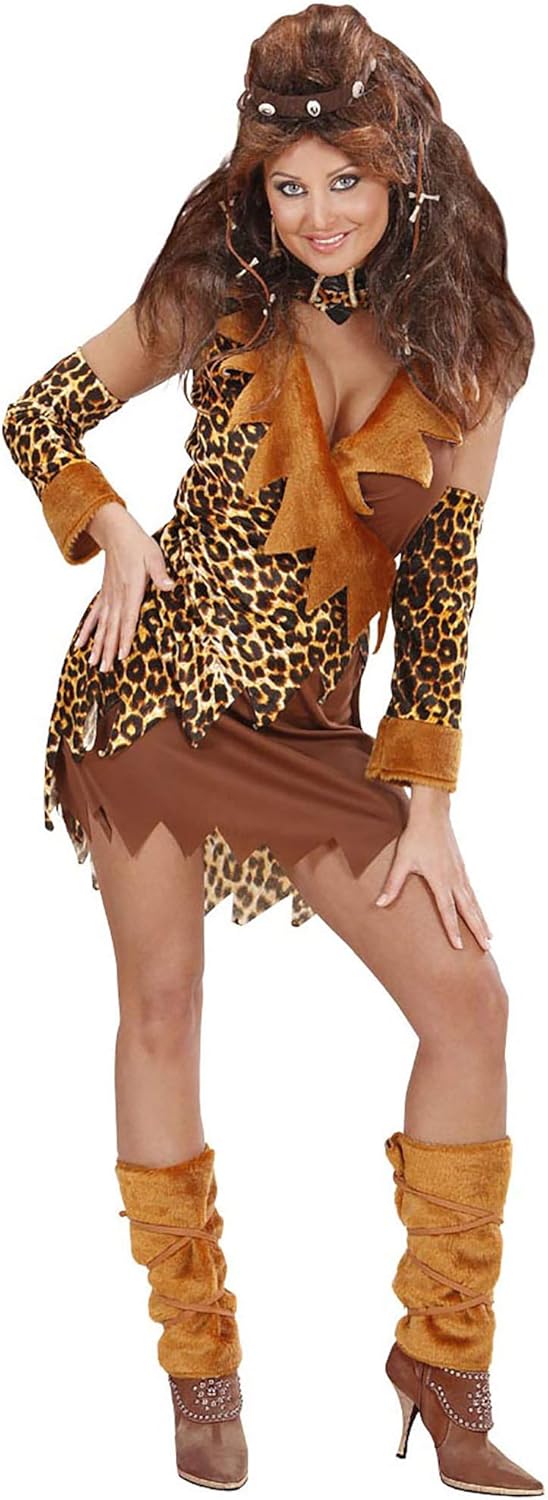 W WIDMANN MILANO Party Fashion - Kostüm Urwaldfrau, Kleid, Handschuhe, Stiefelüberzieher, Steinzeitm