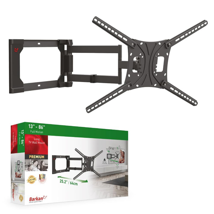 Barkan 64cm Lange TV Wandhalterung, 13-86 Zoll Schwenkbar/Neigbar/Vollbewegung TV Halterung, hält bi