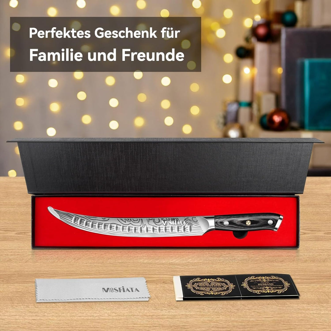 MOSFiATA Fleischmesser Extrem Scharf - 10,7-Zoll Metzgermesser aus EN1.4116 Stahl, Ideal für Filetie