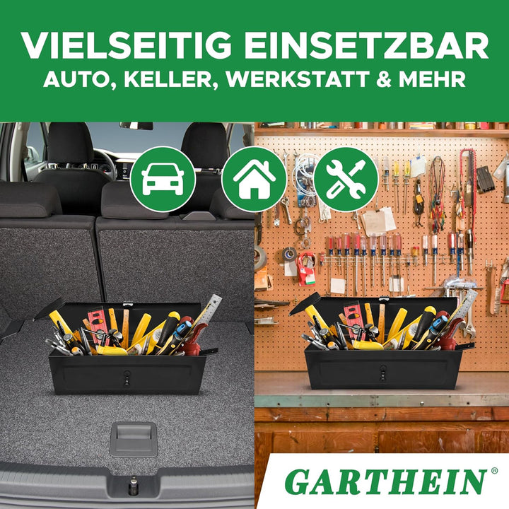 Werkzeugkiste Schwarz - Robuste Metallbox für Werkzeuge - Perfekte Aufbewahrung für Auto, Werkstatt