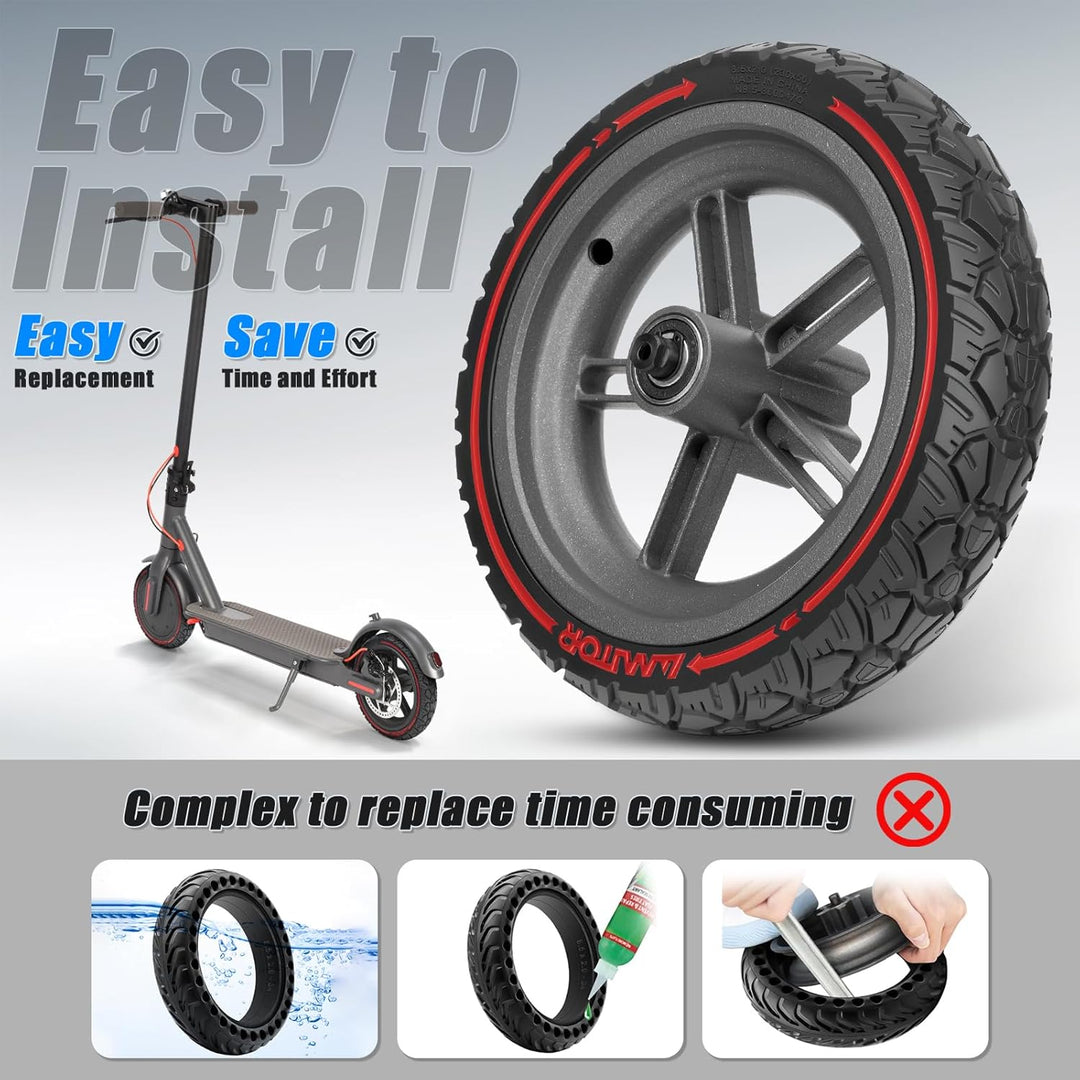 für Xiaomi M365 Hinterrad Komplett, All-in-One Offroad Vollgummireifen E Scooter 8,5 Zoll mit Felge,