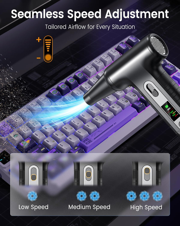 Elektrische Staubgebläse 200000 RPM mit HD‑Display - Air Duster Mini‑Gebläse für PC‑Reinigung mit LE