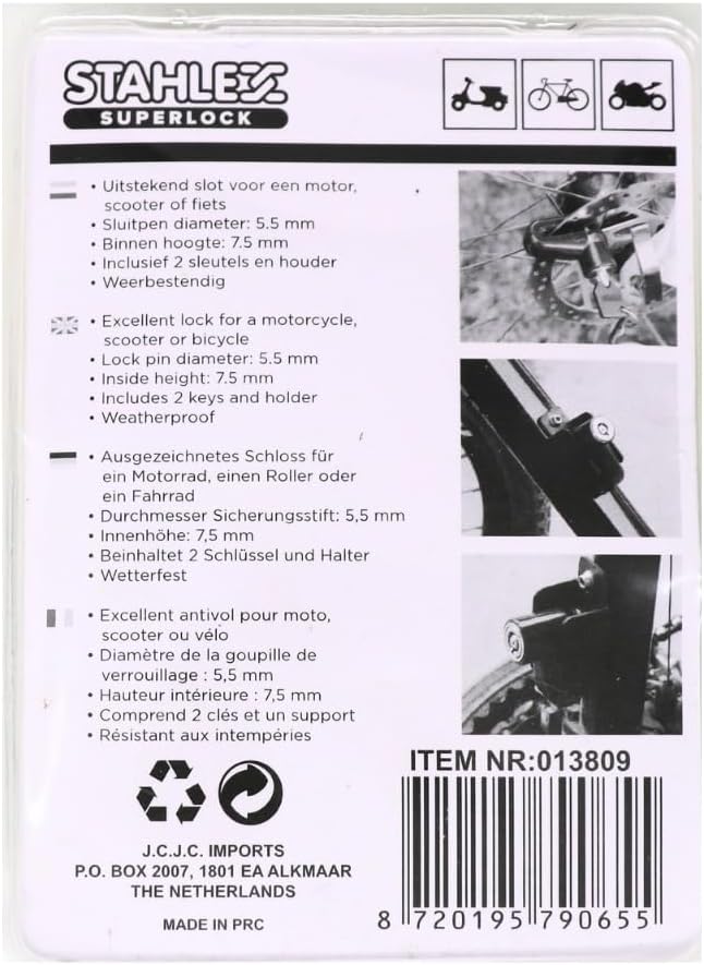 Bremsscheibenschloss 170 mit Halterung – robustes, wetterfestes Schloss für Motorrad & Fahrrad – kom