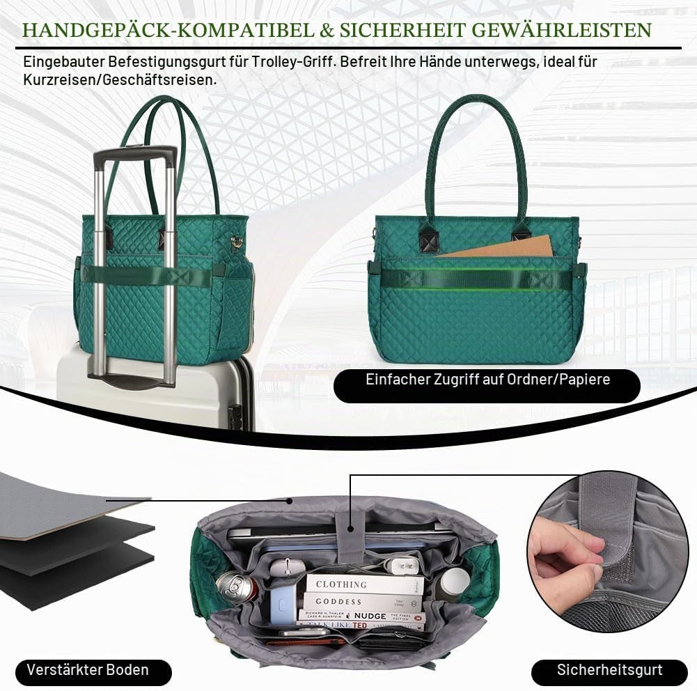 Laptoptasche Damen 15,6 Zoll Lehrertasche Gross Aktentasche Tasche mit 2 Seitentaschen, Notebooktasc