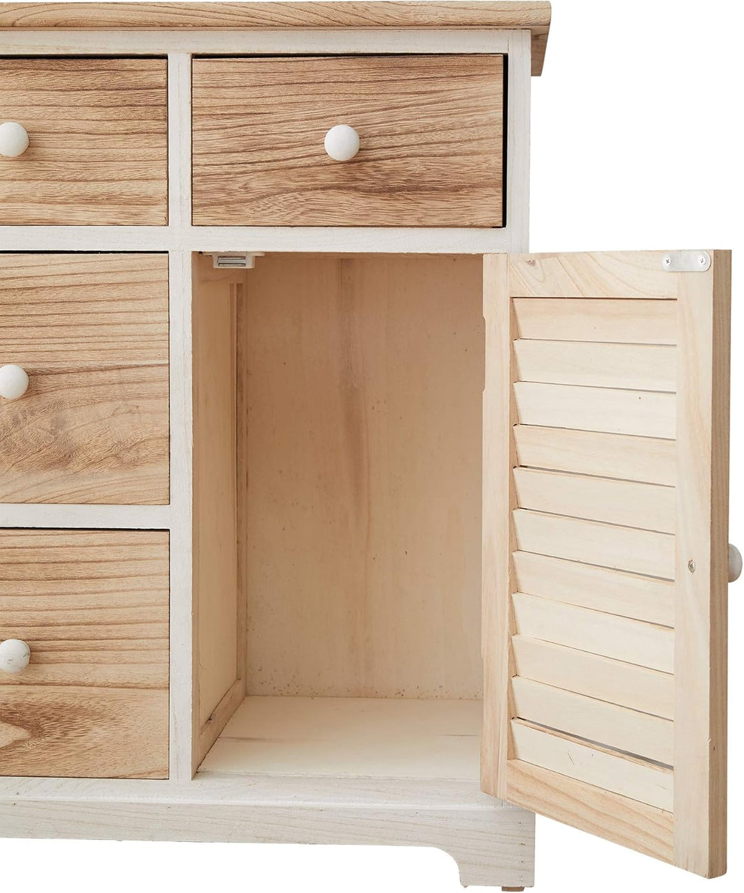 Rebecca Mobili Kommode Schubladenschrank Weiss Hellbraun 4 Schubladen 1 Tür Holz Design Wohneinricht
