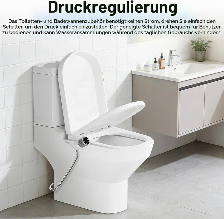 Wc Dusche, Einhand-Duscharmatur mit Zwei Strahldüsen Bidet Aufsatz für Toilette, Einstellbarer Wasse