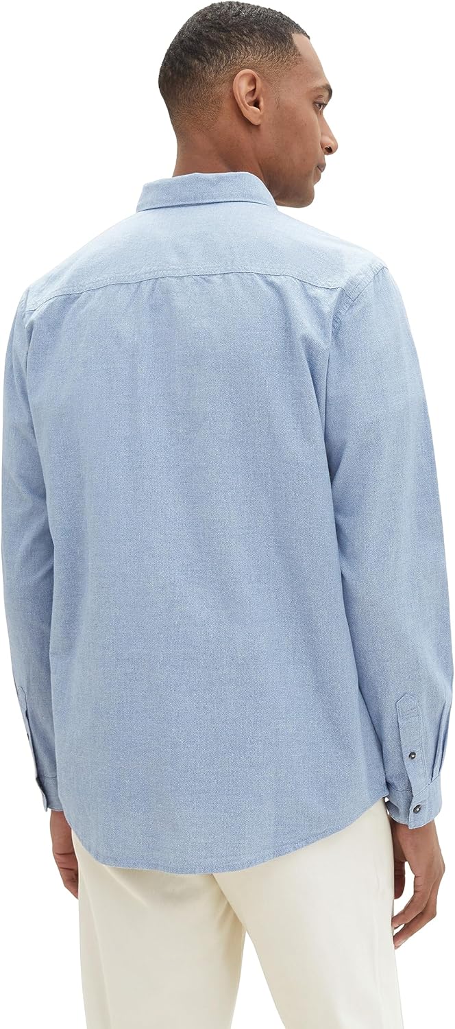 TOM TAILOR Herren Hemd M 33859 - Hockey Blue Offwhite Structure, M 33859 - Hockey Blue Offwhite Stru