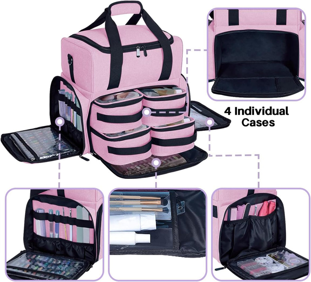 grosse Kosmetiktasche mit 4 abnehmbaren Gehäusen Doppelschicht Reiseveranstalter Make-up-Tasche mit