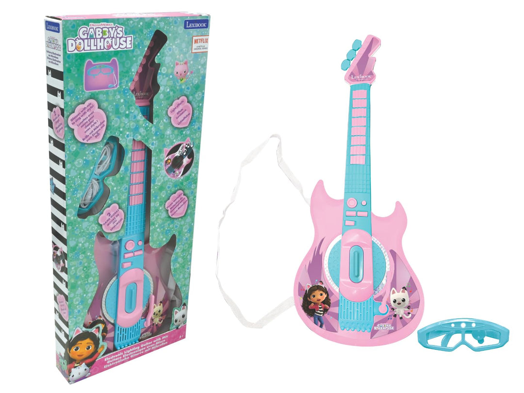 Lexibook, Gabby's Dollhouse, E-Gitarre mit Mikrofon und Brille für stilvolles Singen, 2 Spielmodi, D