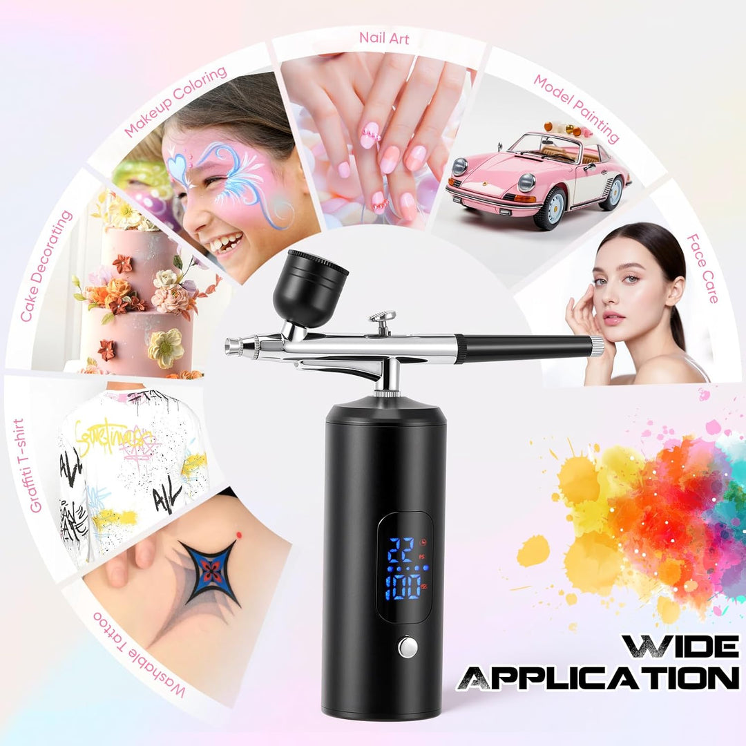 Airbrush-Kit mit Kompressor, Komplett Kabellos &amp; Akku, Airbrush-Set mit 3 Stufen bis 38 PSI, für Kuc