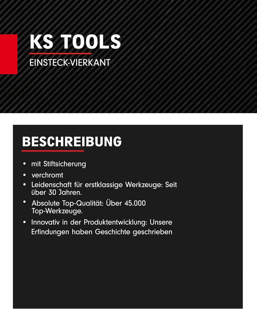 KS Tools Einsteck Vierkant 14 x 18 mm, 1/2" 516.2912 I Verchromter Vierkantschlüssel I Schraubenschl