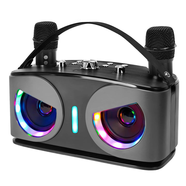 【26 Neu】 Tragbarer Karaoke Maschine, Karaoke mit 5.3 Bluetooth Lautsprecher und 2 kabellosen Mikrofo