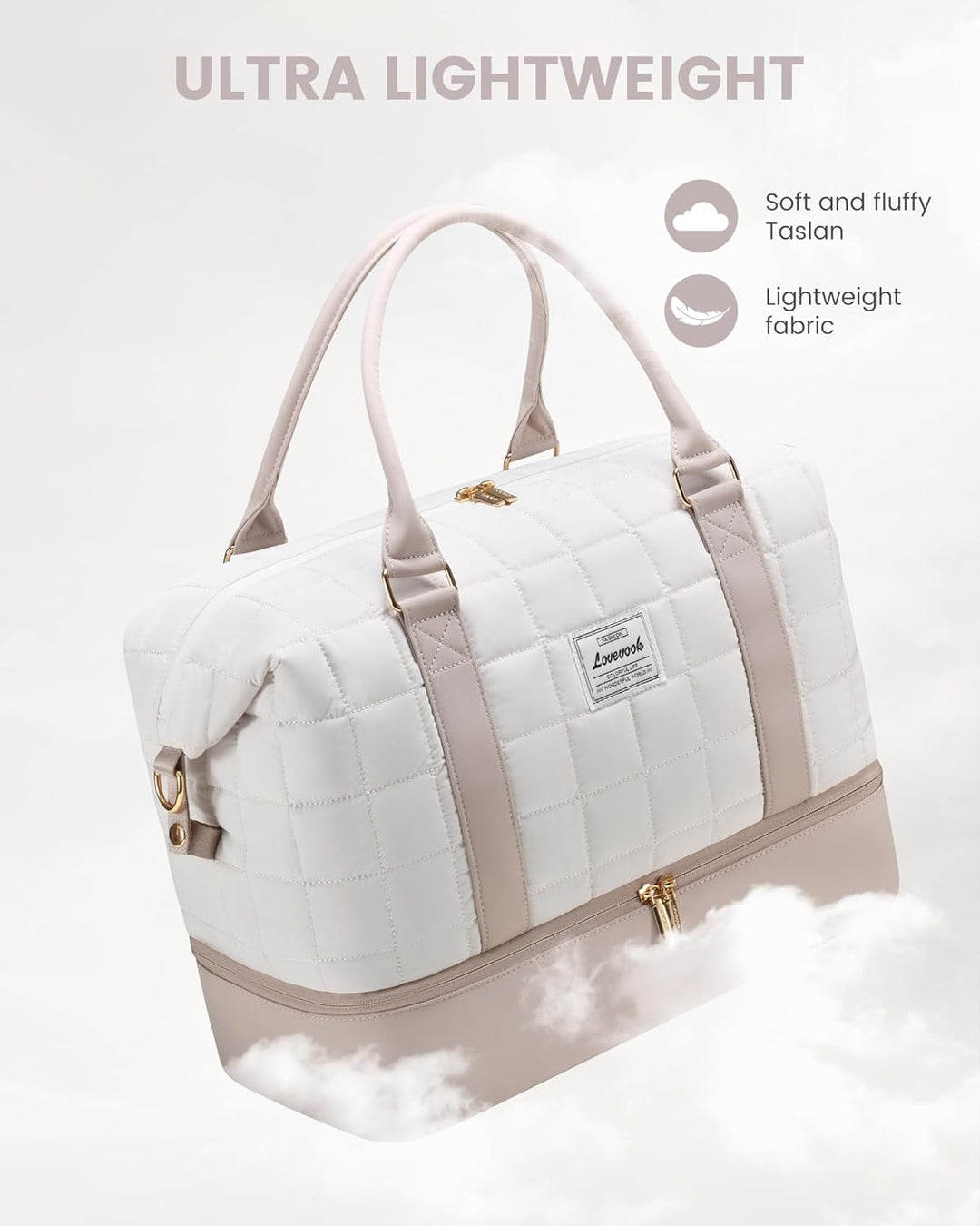 LOVEVOOK Reisetasche Damen, Leicht Puffer Weekender Handgepäck Tasche Kliniktasche Geburt Krankenhau