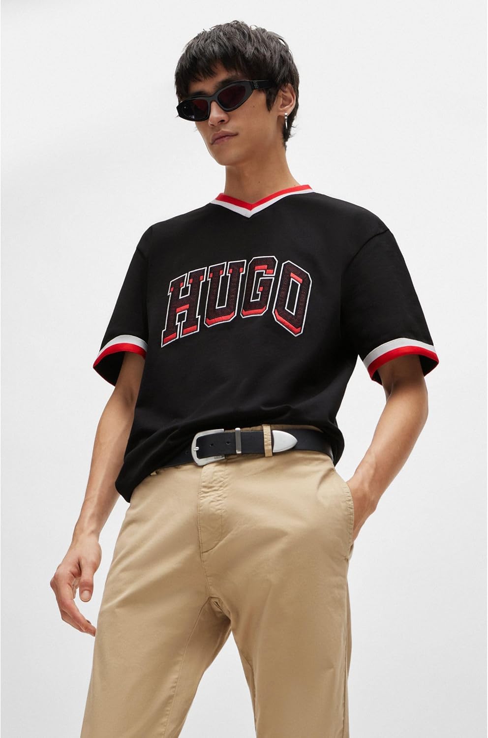 HUGO Herren David222D Slim-Fit Chino aus elastischer Baumwoll-Gabardine 33W / 34L Medium Beige264, 3