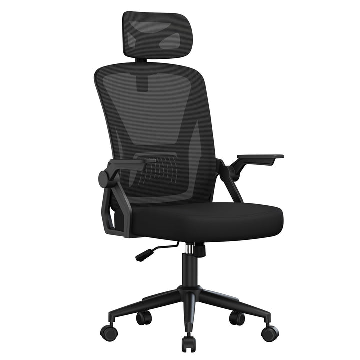 naspaluro Bürostuhl, Schreibtischstuhl mit Mesh, Lenden- und Kopfstütze, Drehstuhl mit 90° Klappbare