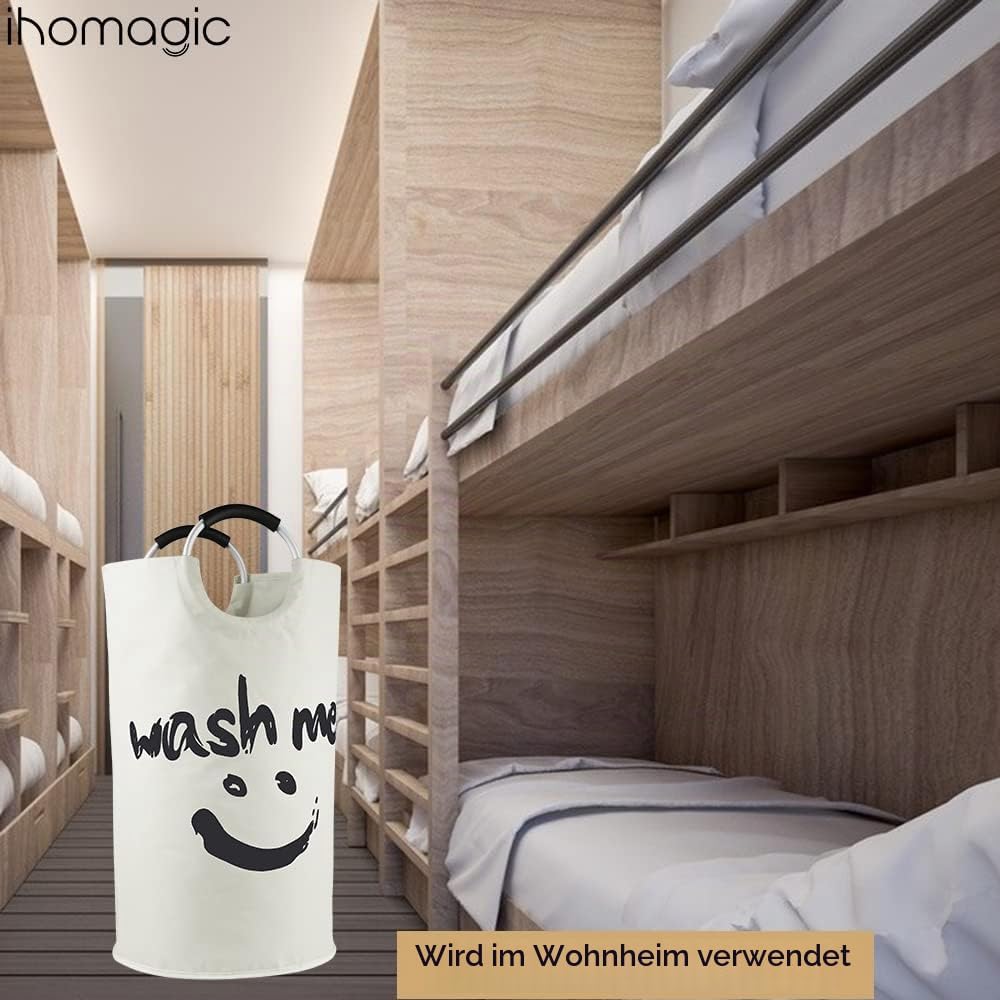 IHOMAGIC 115L Extra Gross Wäschesammler, Zusammenklappbare Wäschetonne 600D Oxford-Stoff Wäschesack