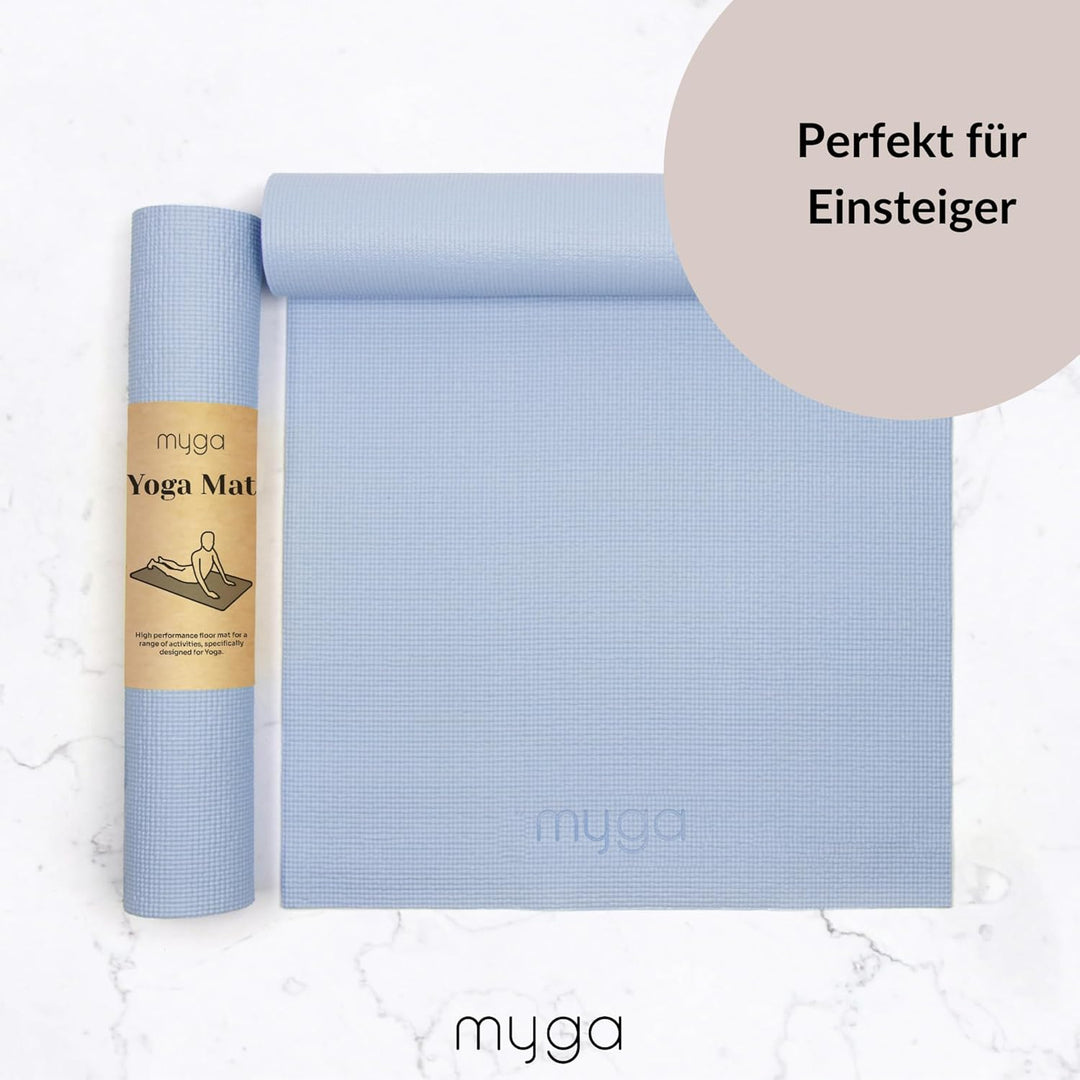 Myga Einsteiger-Yogamatte | Rutschfest & Leicht zu tragen – 4 mm Dicke | Ideal für Yoga, Pilates, Me
