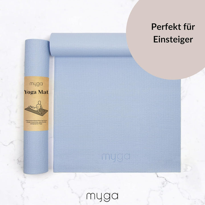 Myga Einsteiger-Yogamatte | Rutschfest & Leicht zu tragen – 4 mm Dicke | Ideal für Yoga, Pilates, Me