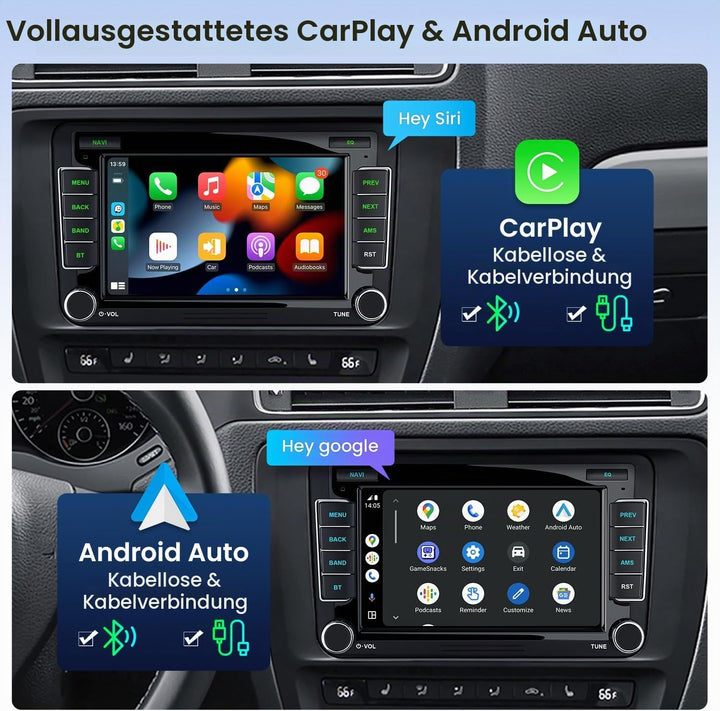 XTRONS Android Autoradio für VW T5 Golf 5 6 Passat B7 Polo, 7 Zoll IPS Bildschirm 8-Core 4+64GB Auto