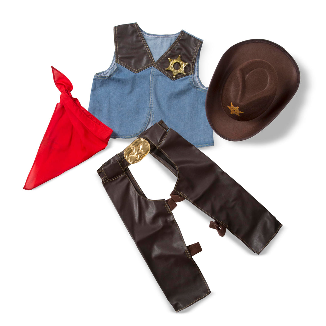 Melissa & Doug 14273 Cowboy-Rollenspiel-Kostüm-Set | Cowboyhut Kostüm | Baby-Cowboy-Outfit | Rollens