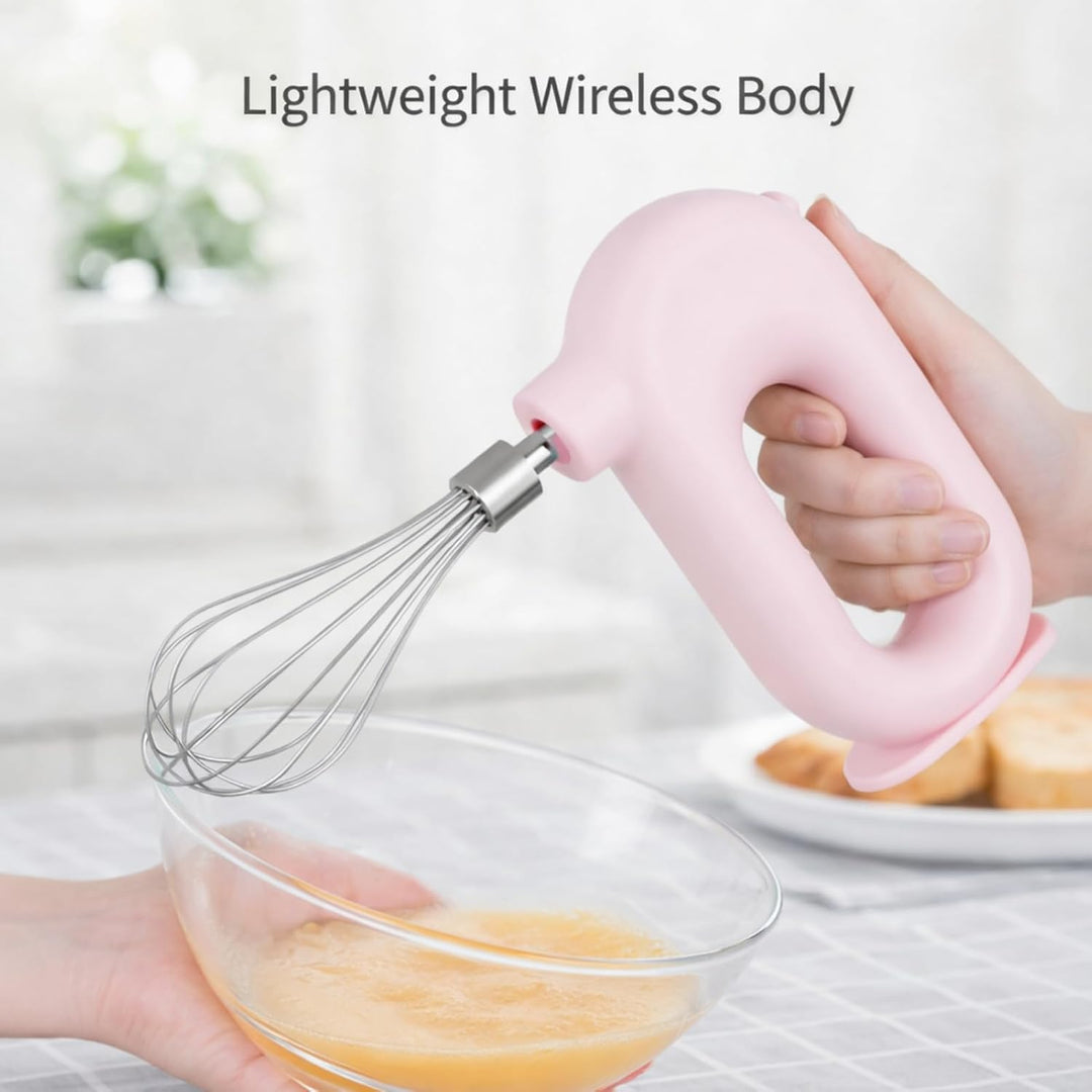 Elektrischer Handmixer, 1500mAh Wiederaufladbar Elektrischer Schneebesen, 4 Gang Einstellbarer Kabel