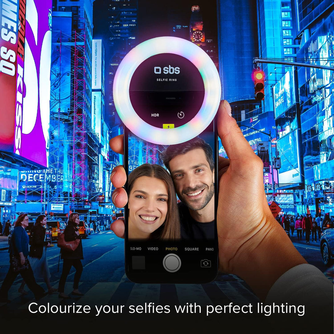 SBS Mehrfarbiger LED-Ring für Smartphone, Blitzlicht mit Intensitätseinstellung, für TikTok, YouTube