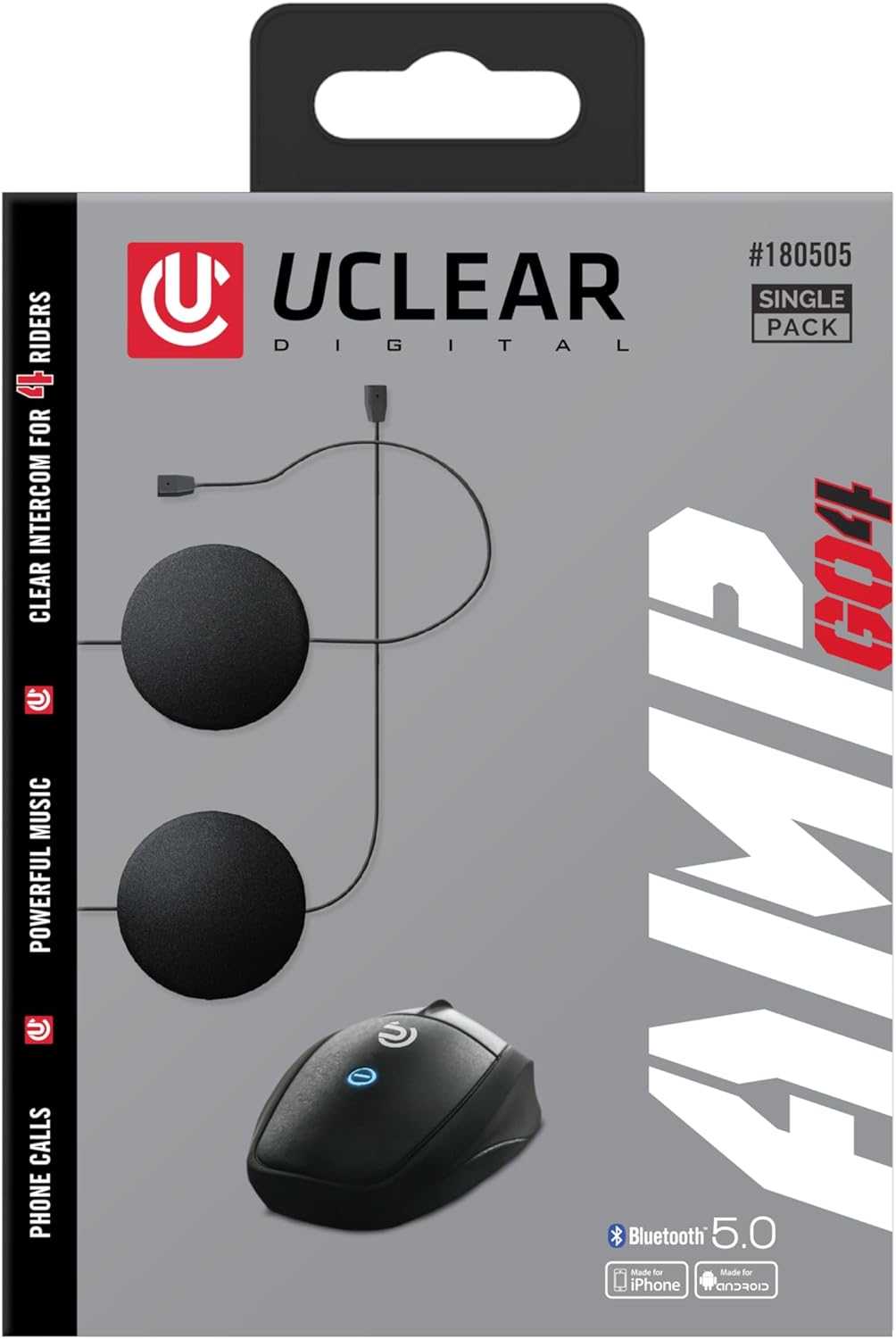 UClear Unisex – Erwachsene AMP Go 4 Helmkommunikationssystem, Schwarz, Einheitsgrösse