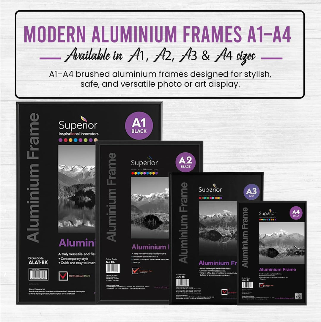 Stewart Superior Bilderrahmen, A4, gebürstetes Aluminium, mit Plexiglas-Sicherheitsglas, silberfarbe