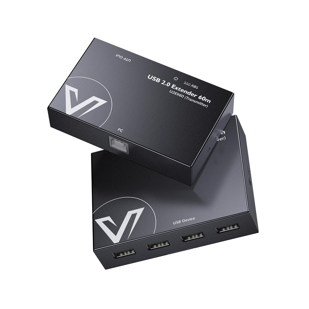 AV Access USB Extender Power Over Cable Cat5e/6/6a/7 up to 196ft/60m, 4 Ports USB 2.0 Extender Over