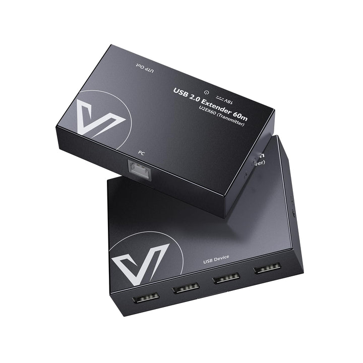 AV Access USB Extender Power Over Cable Cat5e/6/6a/7 up to 196ft/60m, 4 Ports USB 2.0 Extender Over