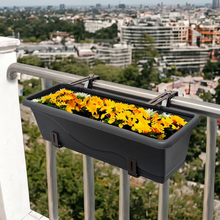 com-four® 4X Premium Blumenkastenhalter für Balkon-Brüstungen und Geländer - Flexible Befestigung au