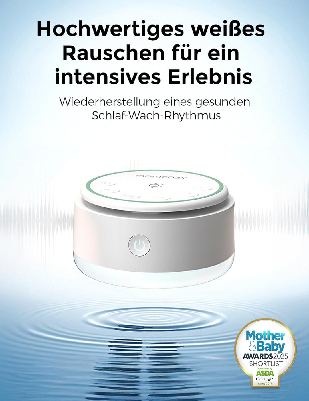 Momcozy Sound Machine für Babys - 20 beruhigende Klänge & Touch-Licht, tragbares weisses Rauschen mi